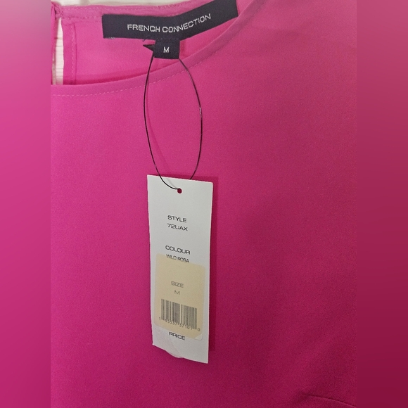 French Connection Hot Pink Crepe Light Georgette Peplum Blouse M - Picture 9 of 10